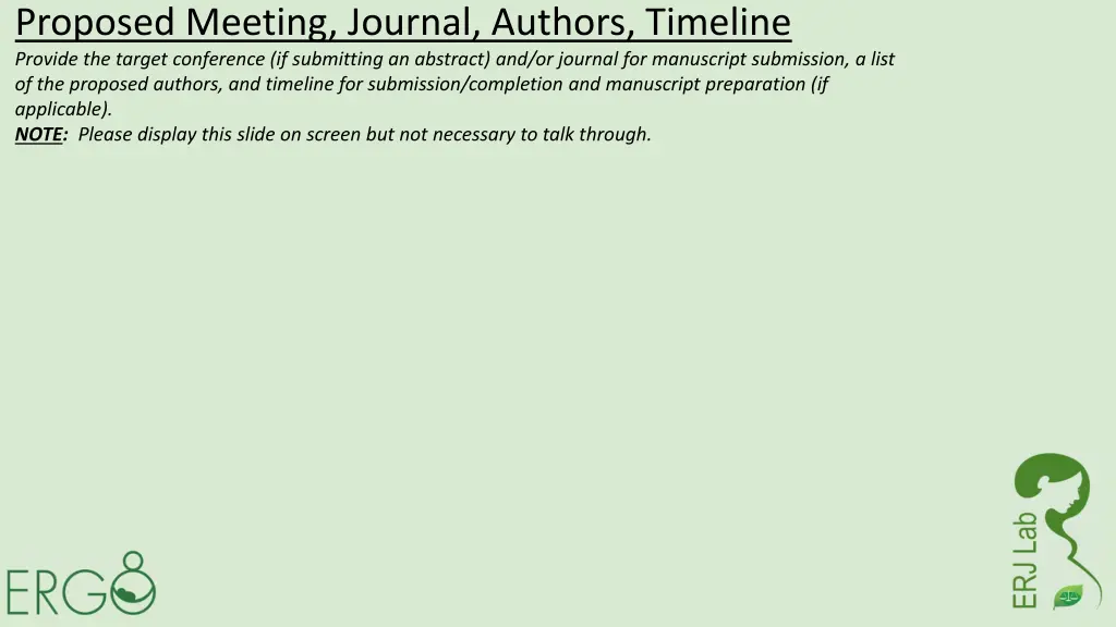 proposed meeting journal authors timeline provide