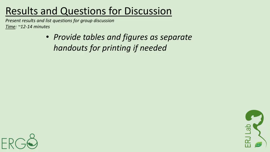 results and questions for discussion present