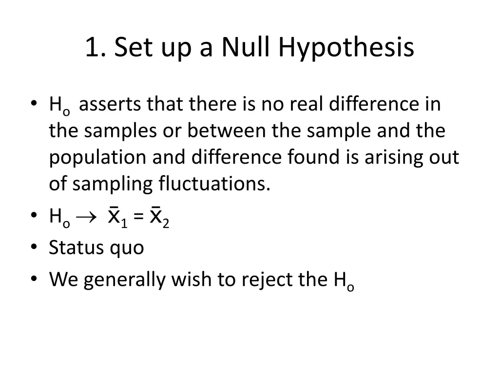 1 set up a null hypothesis