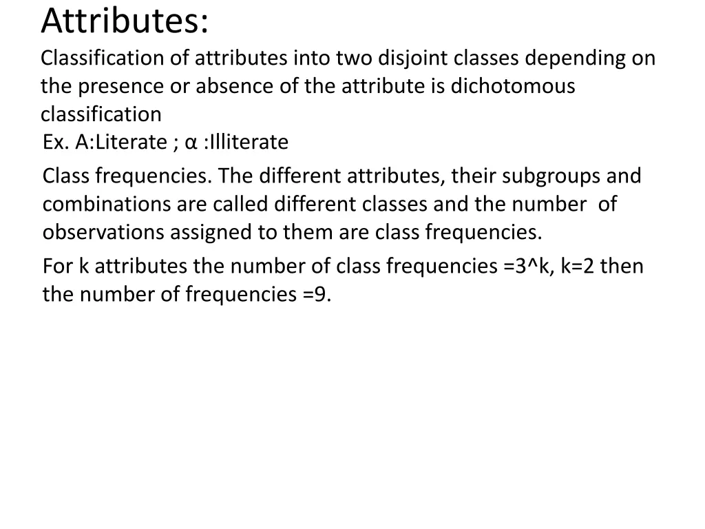 attributes classification of attributes into