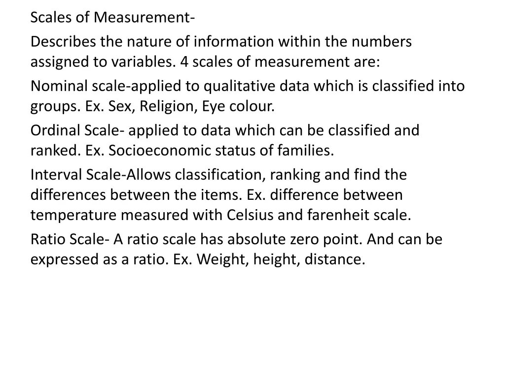 scales of measurement describes the nature