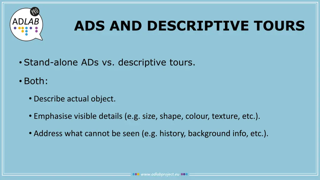 ads and descriptive tours