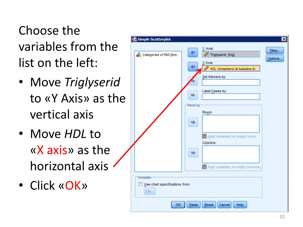 choose the variables from the list on the left 1