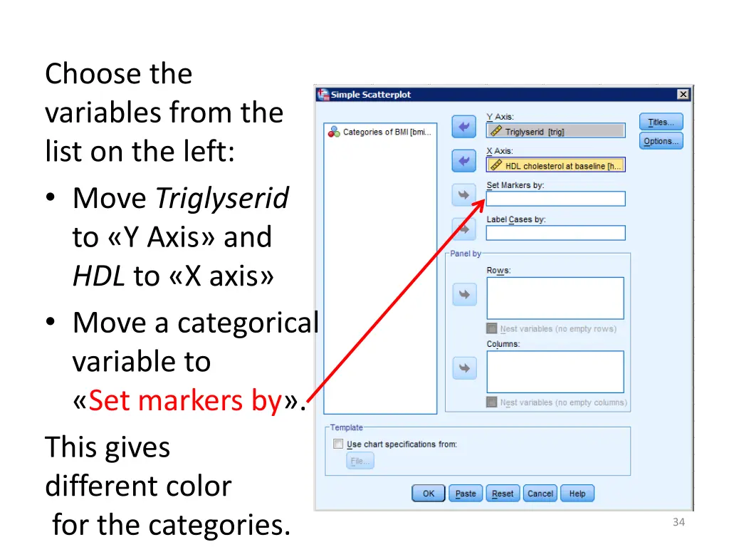 choose the variables from the list on the left 2