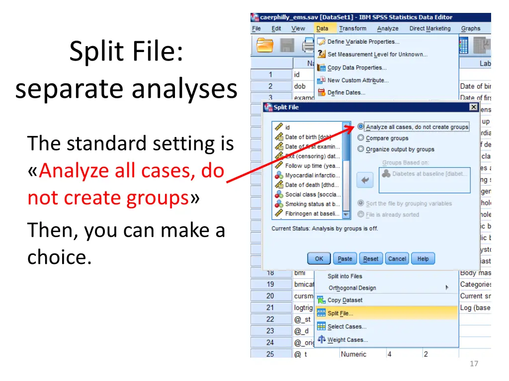 split file separate analyses 1