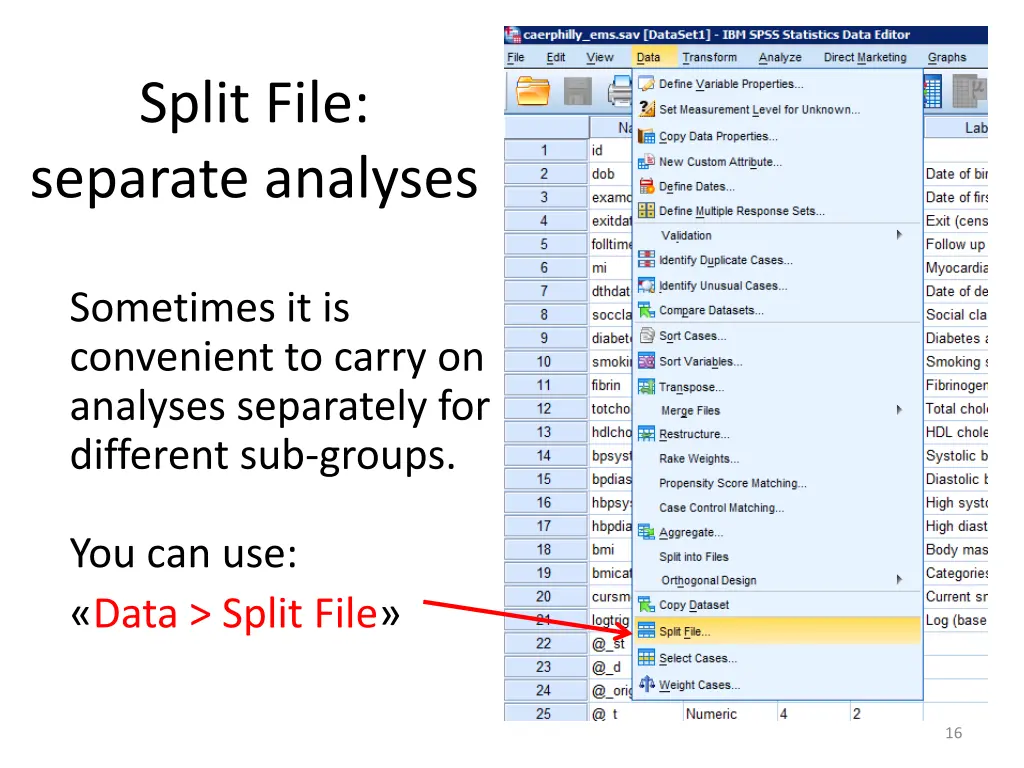 split file separate analyses