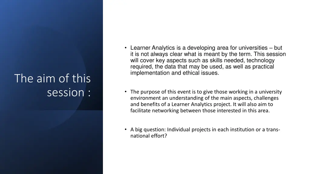 learner analytics is a developing area