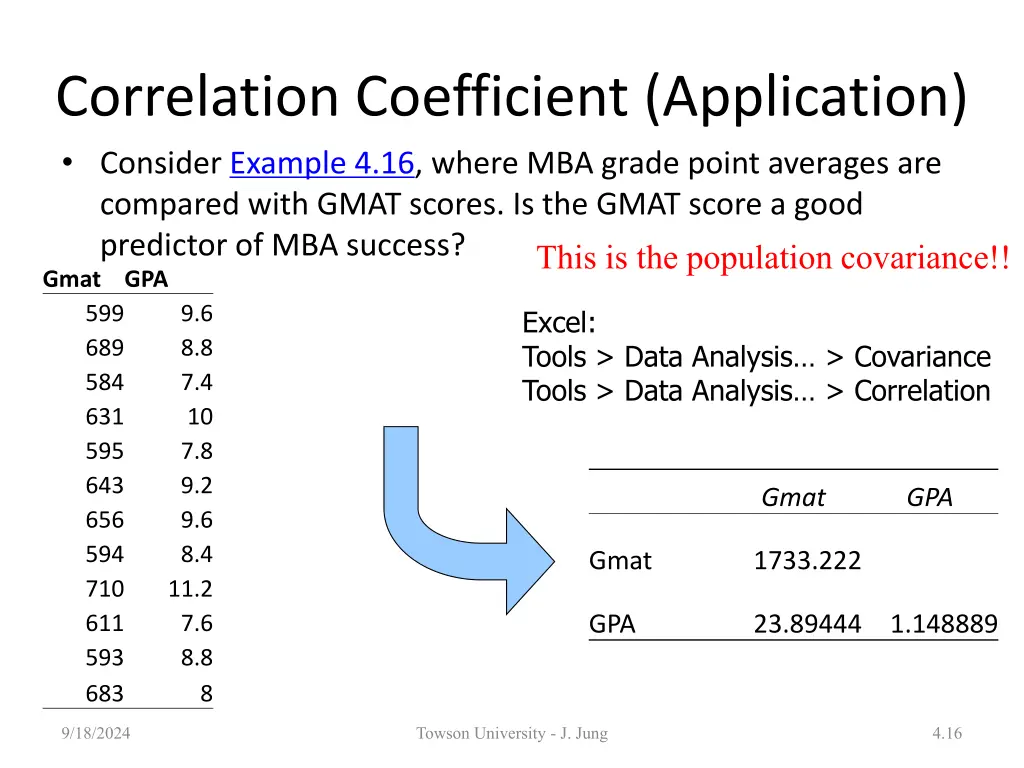 correlation coefficient application consider