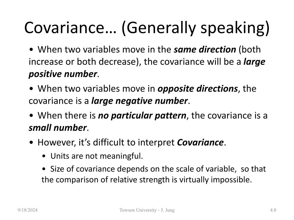 covariance generally speaking