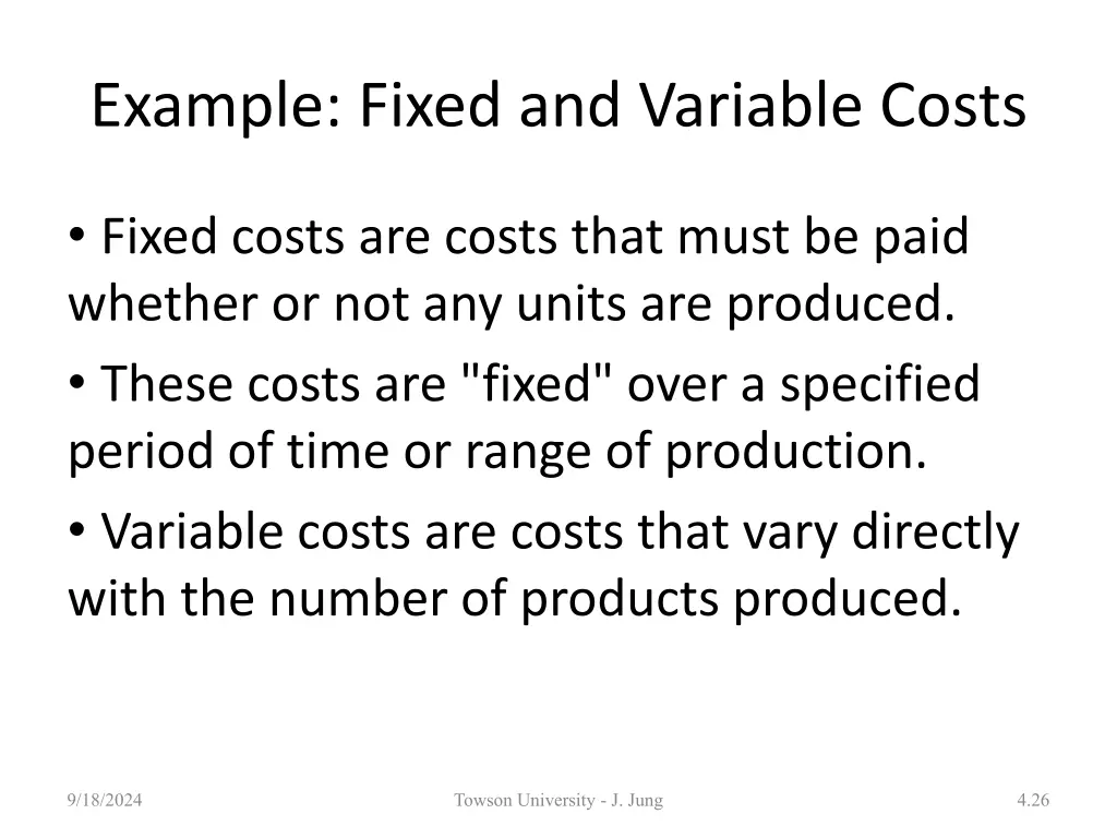 example fixed and variable costs