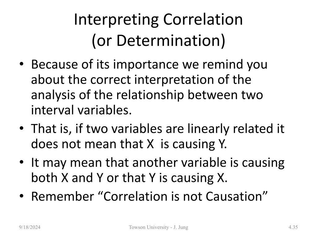 interpreting correlation or determination because