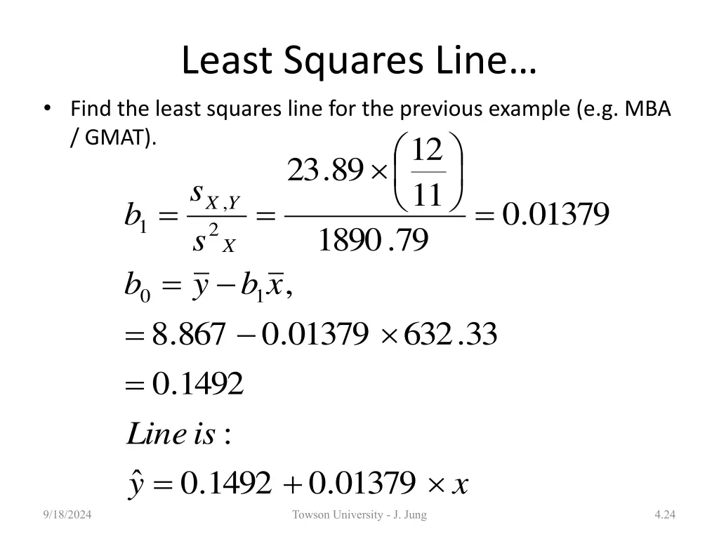 least squares line find the least squares line