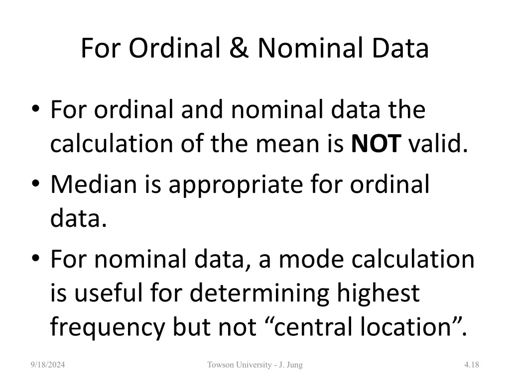 for ordinal nominal data