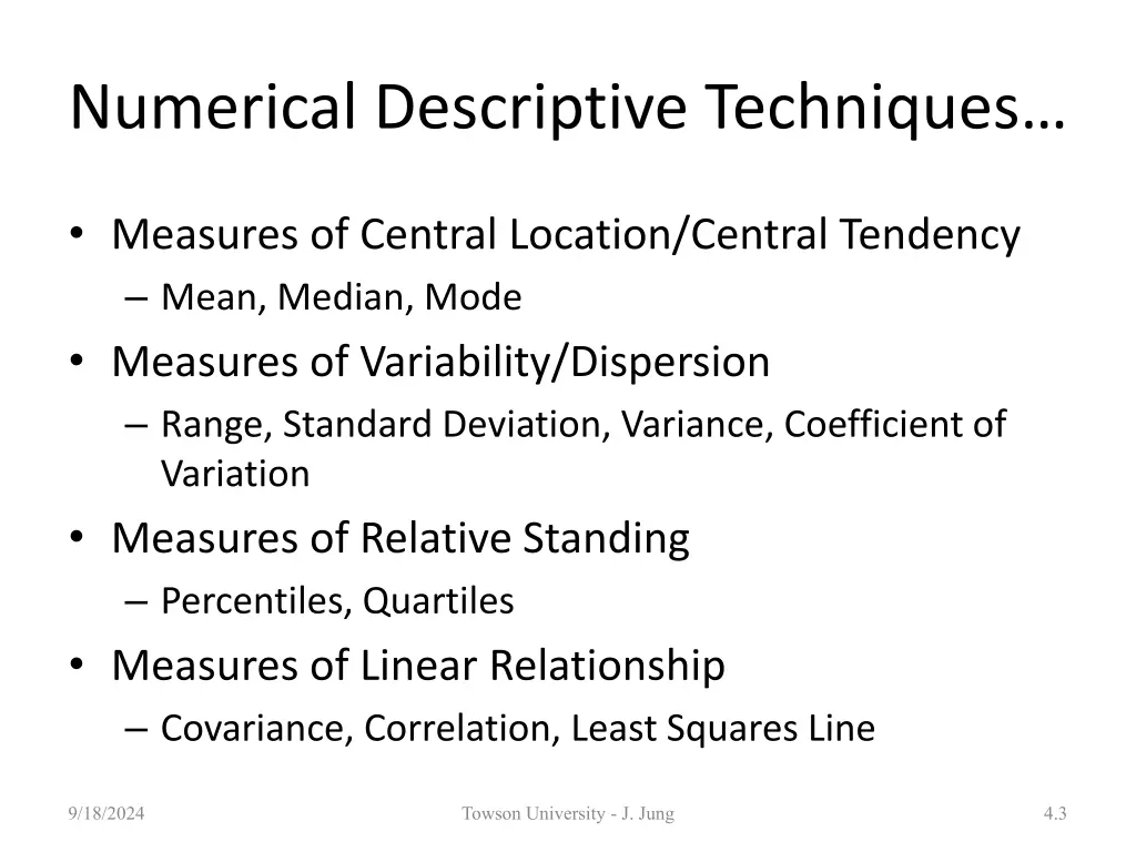 numerical descriptive techniques