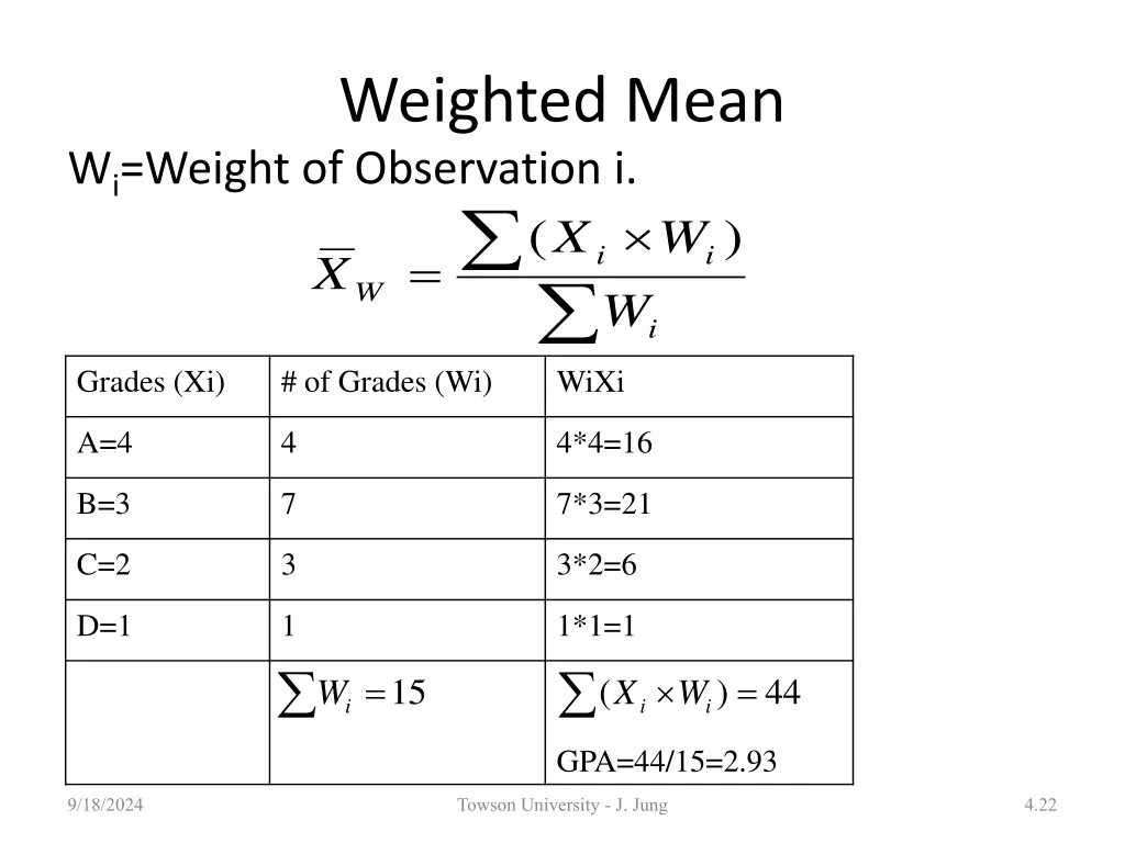 weighted mean