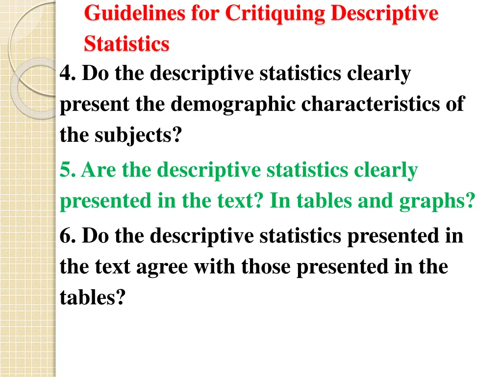 guidelines for critiquing descriptive statistics 1