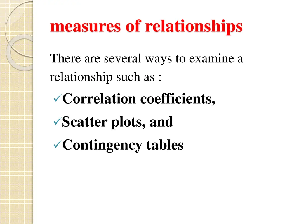 measures of relationships