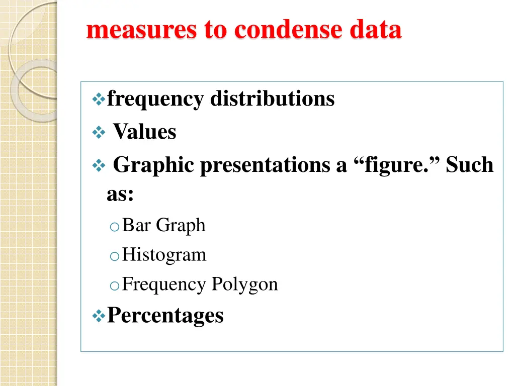 measures to condense data