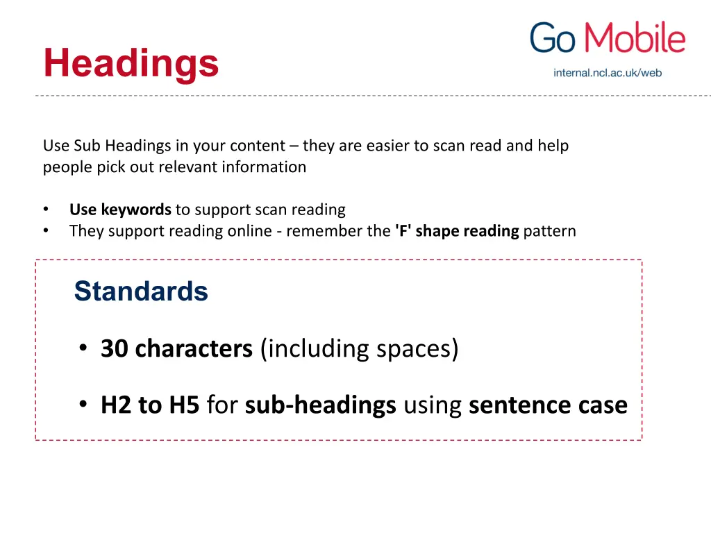 headings