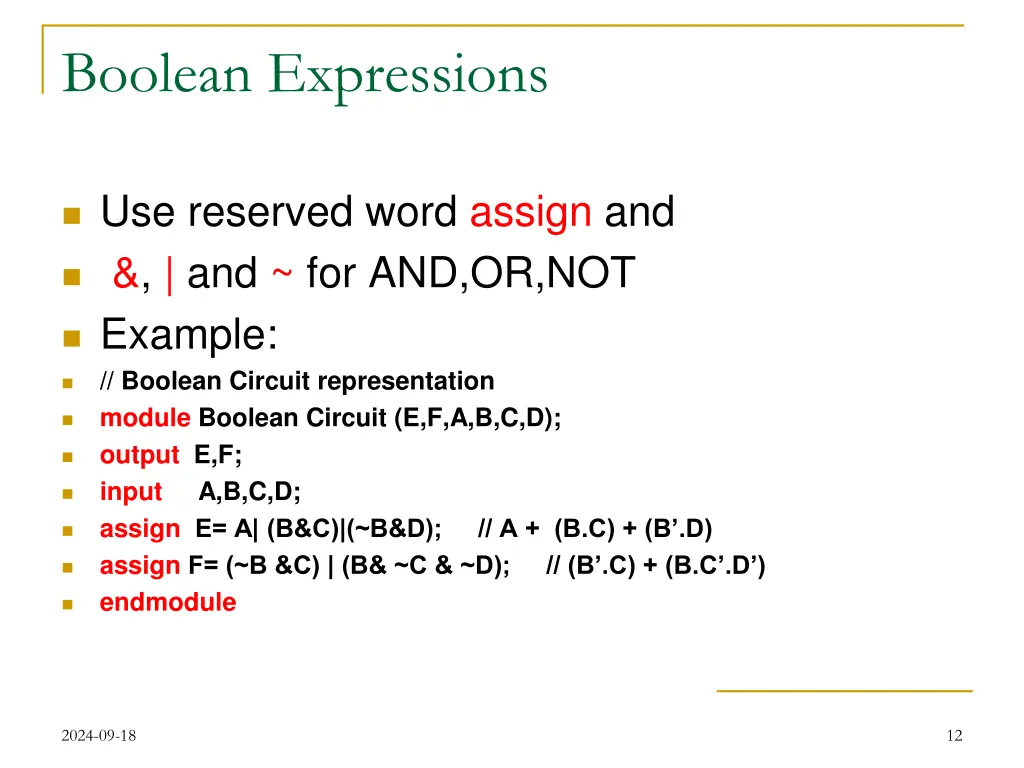 boolean expressions