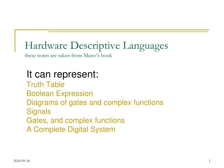 hardware descriptive languages these notes