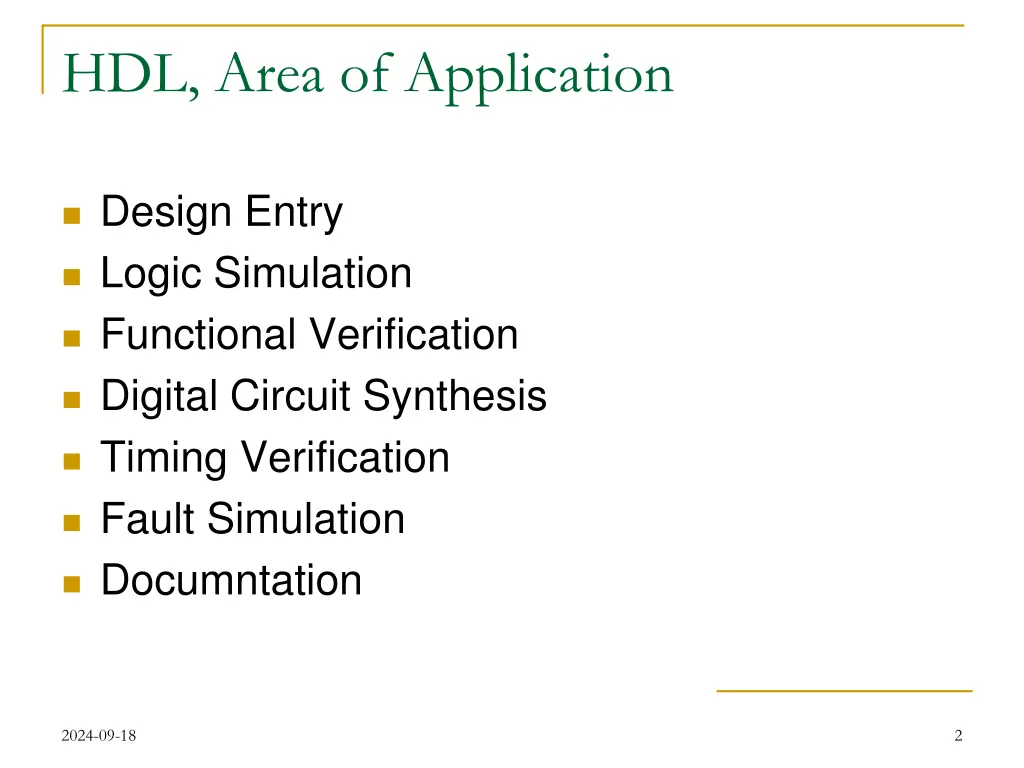 hdl area of application