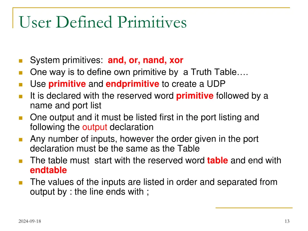 user defined primitives