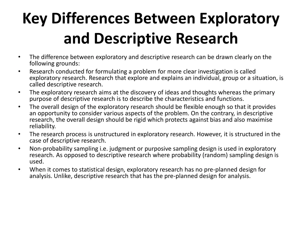 key differences between exploratory