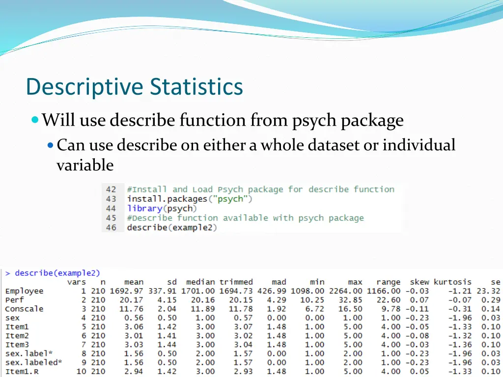 descriptive statistics