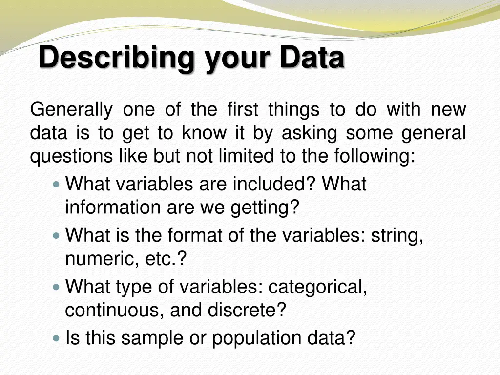 describing your data