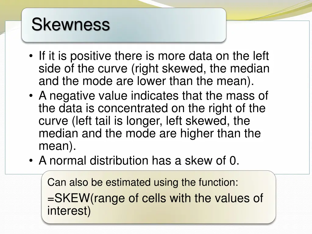 skewness 1