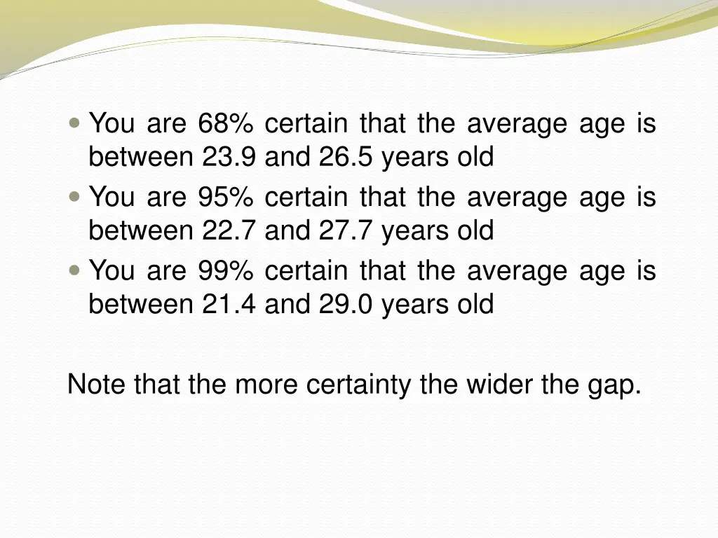 you are 68 certain that the average