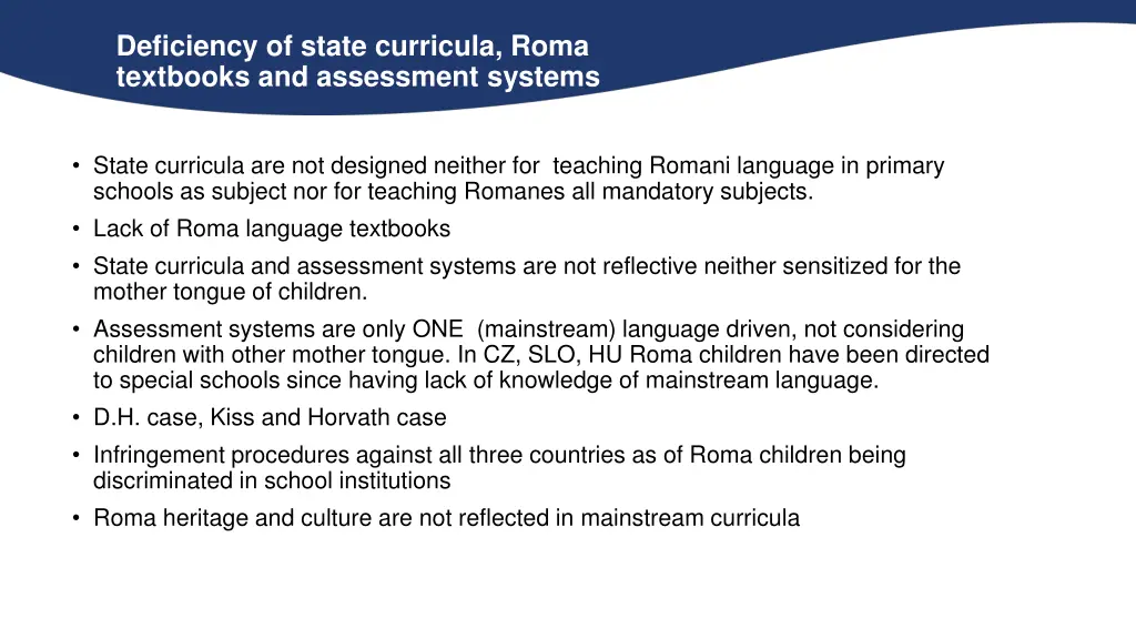 deficiency of state curricula roma textbooks