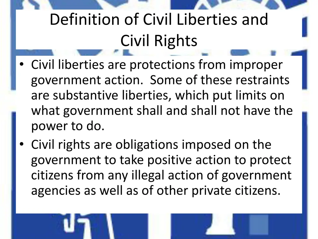 definition of civil liberties and civil rights