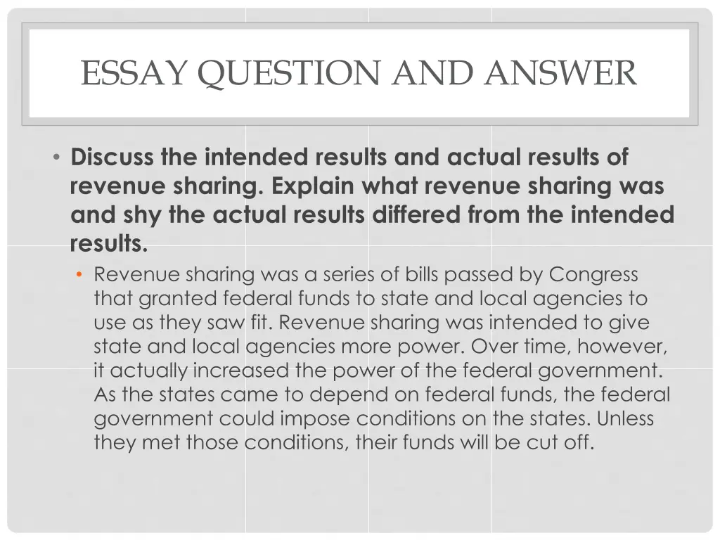 essay question and answer