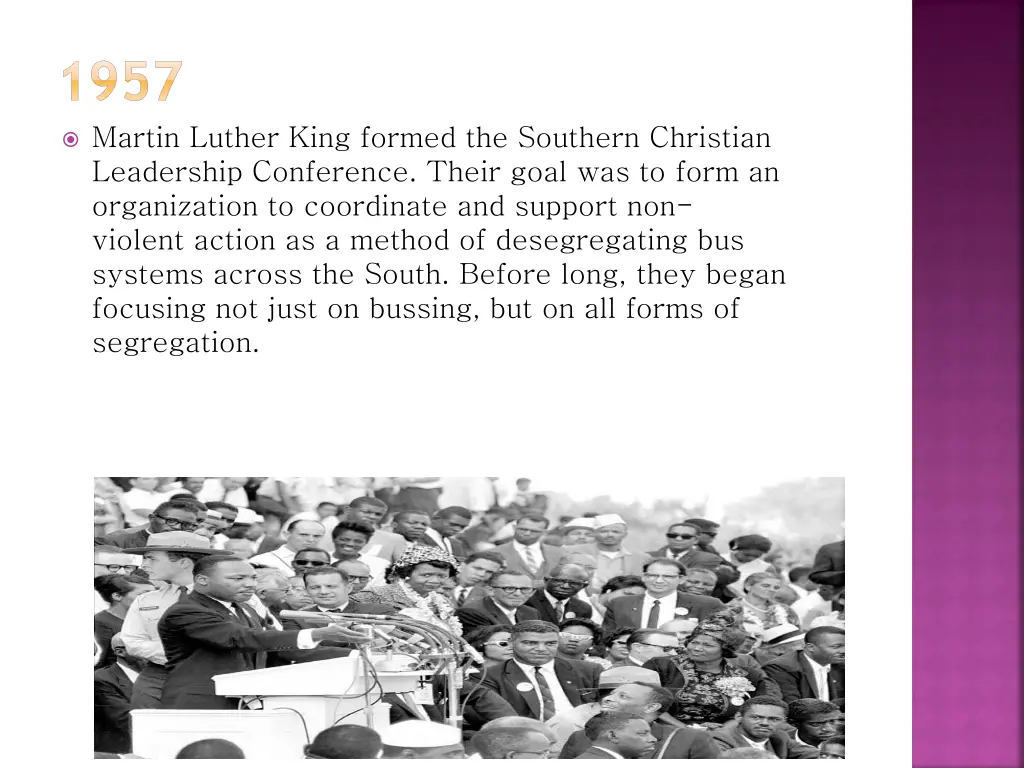 1957 martin luther king formed the southern