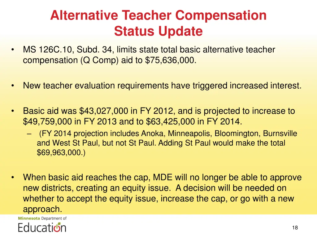 alternative teacher compensation status update