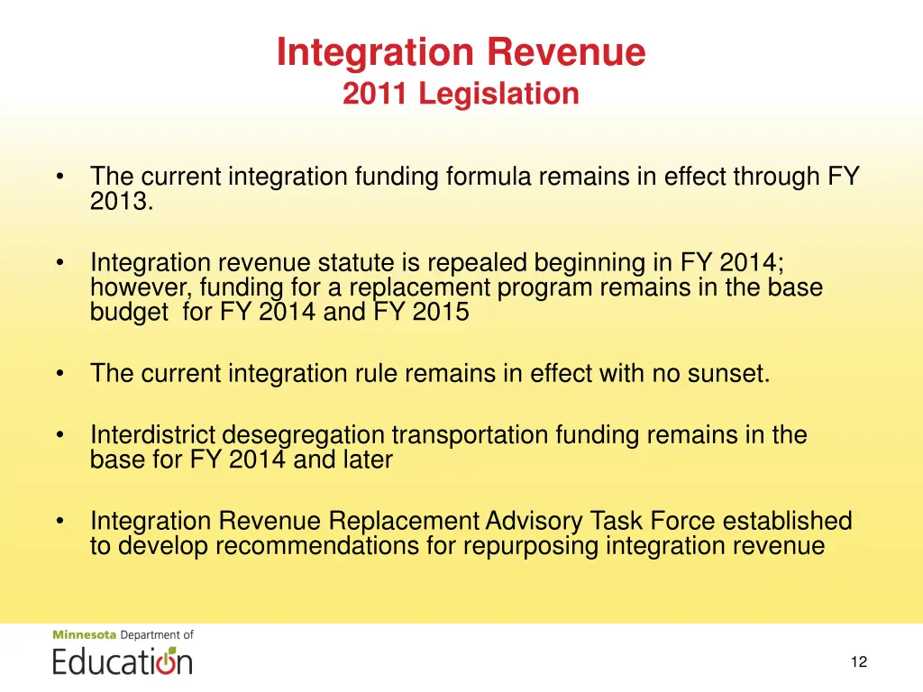 integration revenue 2011 legislation