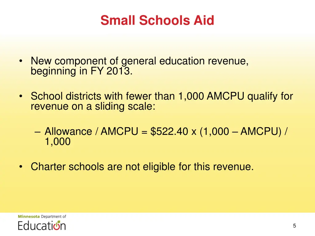 small schools aid