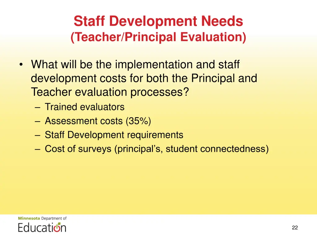 staff development needs teacher principal