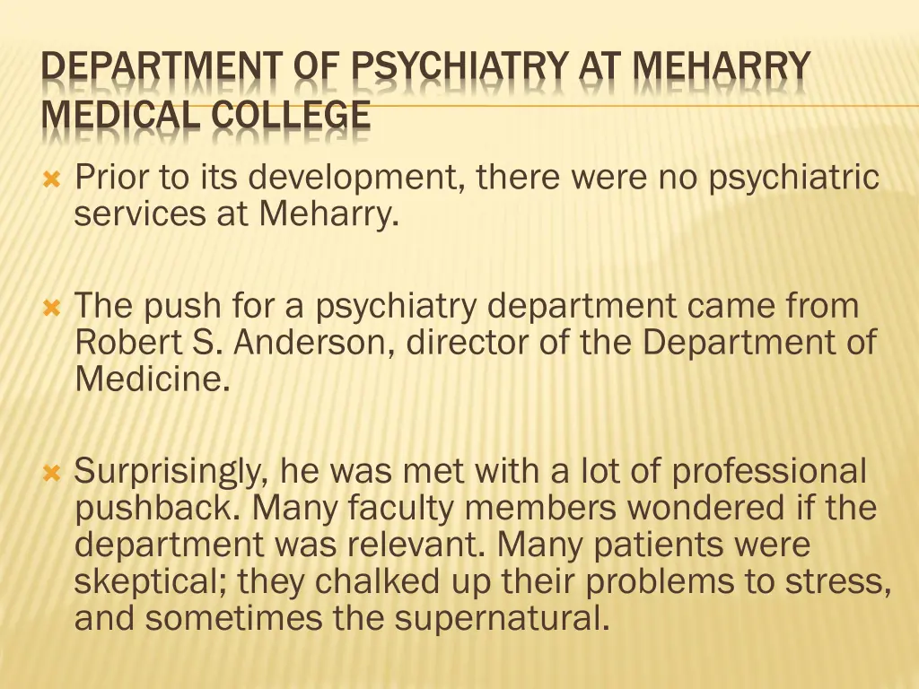 department of psychiatry at meharry medical