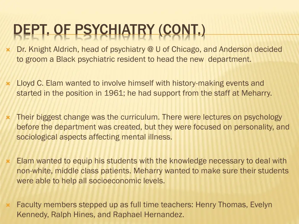 dept of psychiatry cont