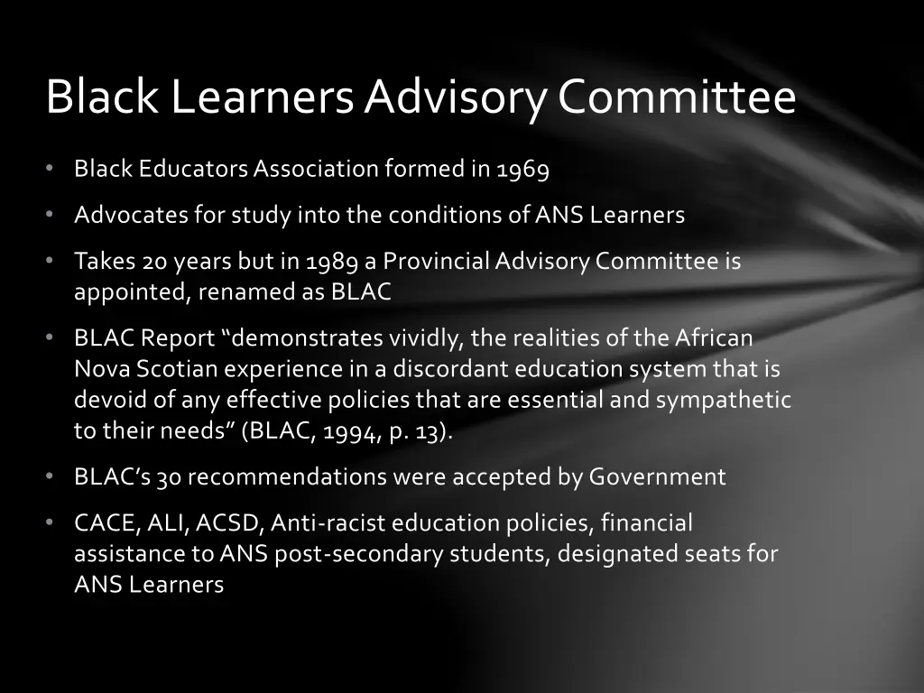 black learners advisory committee