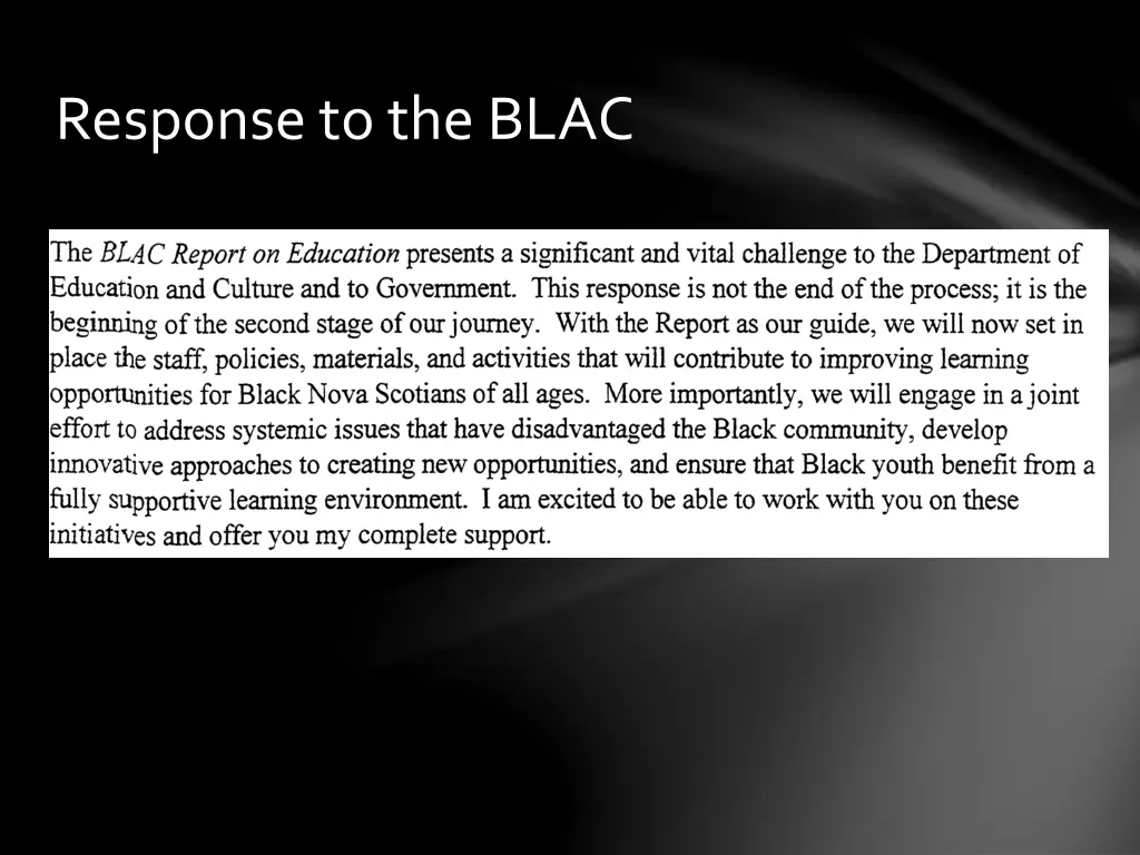 response to the blac