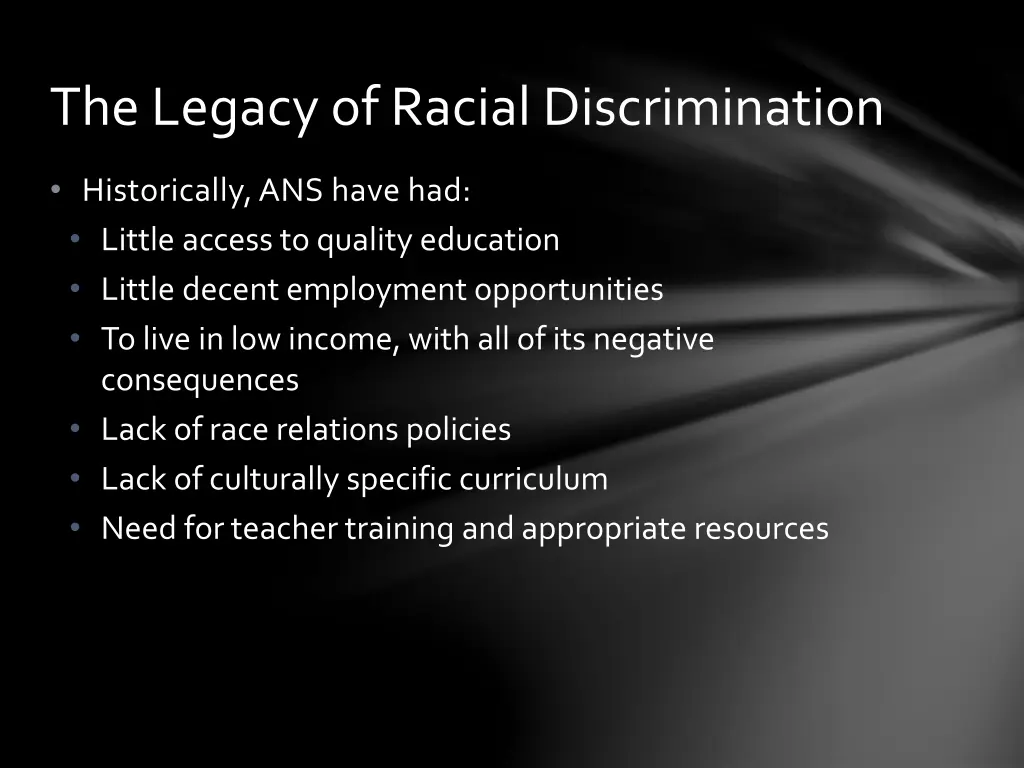 the legacy of racial discrimination