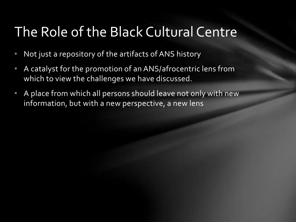 the role of the black cultural centre