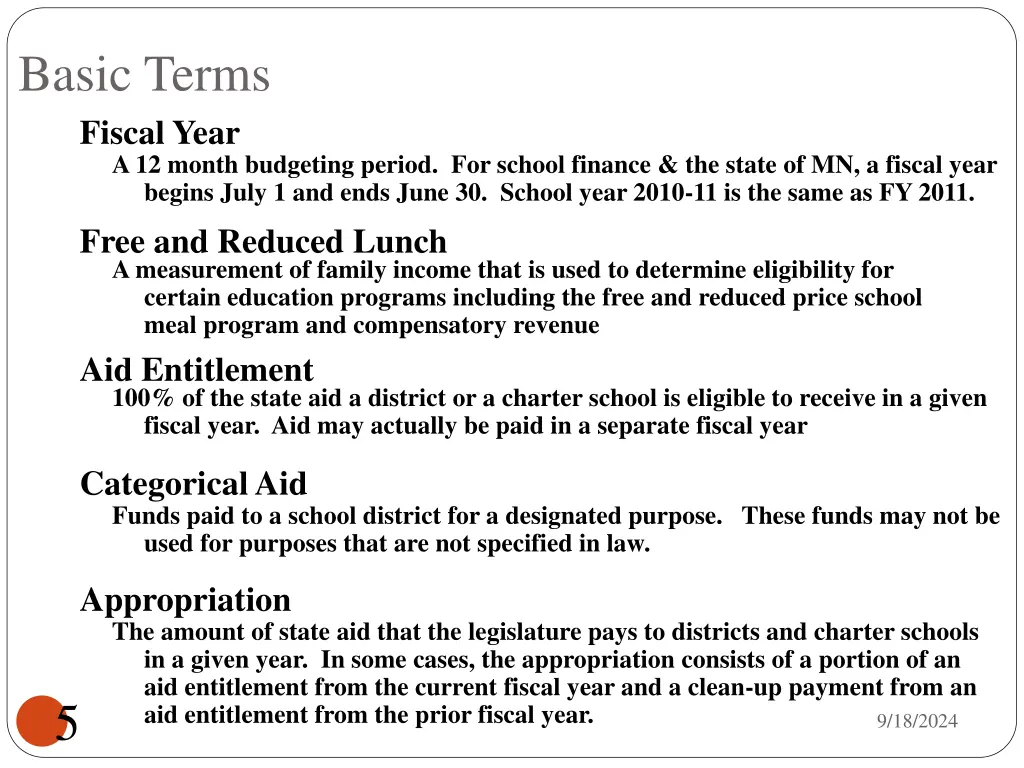 basic terms fiscal year