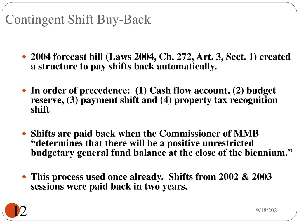 contingent shift buy back