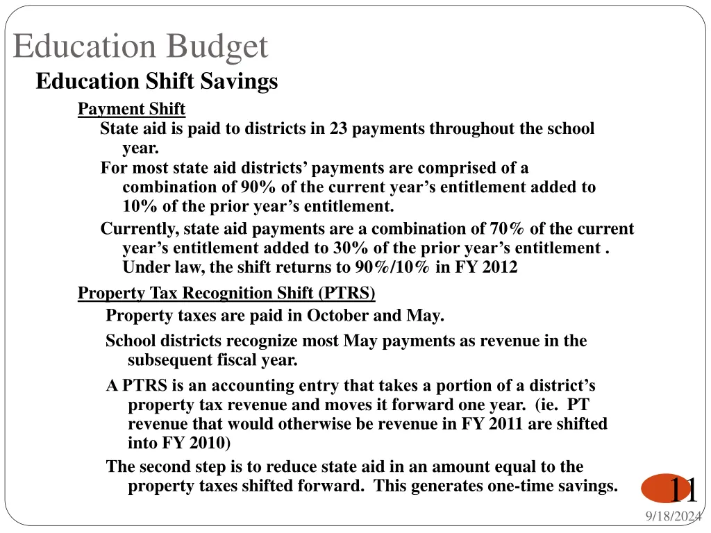 education budget education shift savings payment