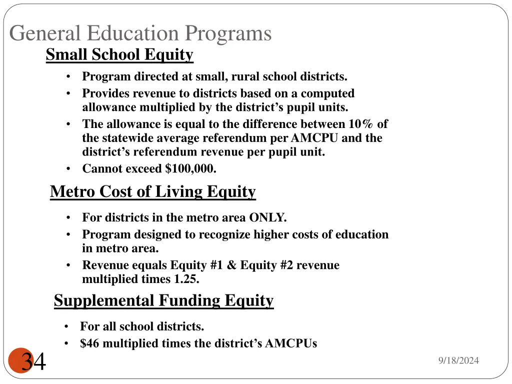 general education programs small school equity